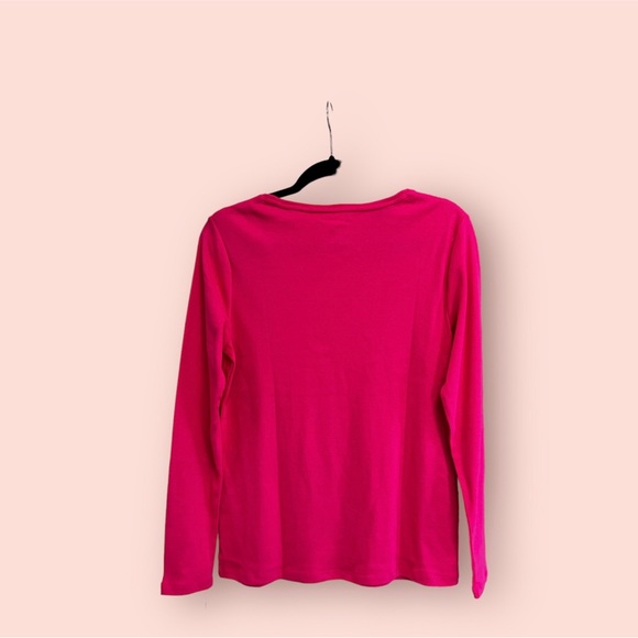 TALBOTS Cotton Long Sleeve Tee/ Cabaret Pink - Picture 2 of 4